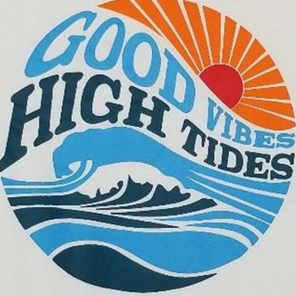 "Good Vibes High Tides" S/S 100% Cotton T-shirt Shein - Small - Picture 2 of 3
